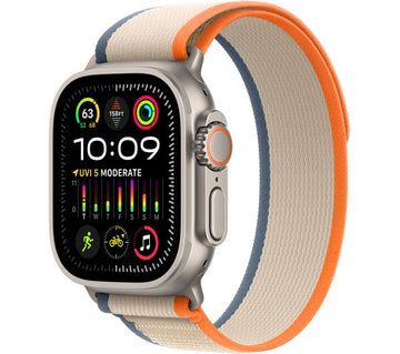 Apple Watch Ultra 2 GPS + Cellular, 49mm Titanium Case with Orange & Beige Trail Loop, S/M - Very Good